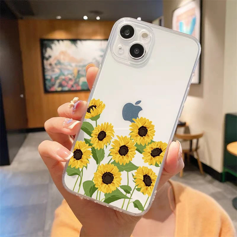 sunflower Flower Lavender Purple Luxury Transparent Phone Case For