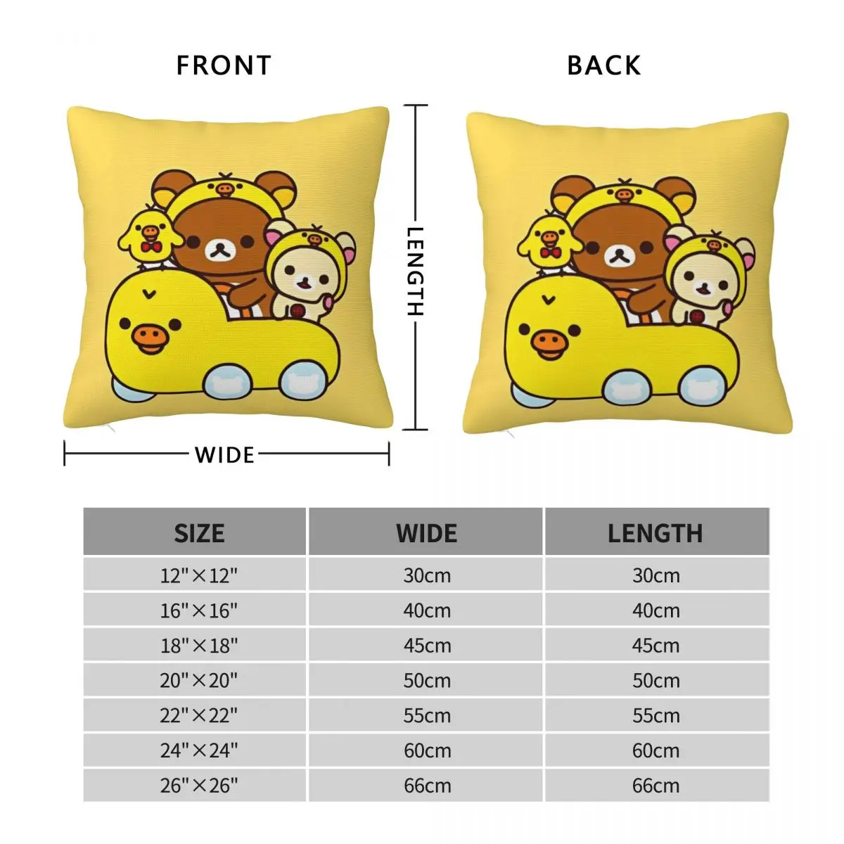 Rilakkuma Korilakkuma Bear  Pillow Case Cushion Cover Square Design Pillow Cover Christmas Pillowcases For Sofa Home Decoration