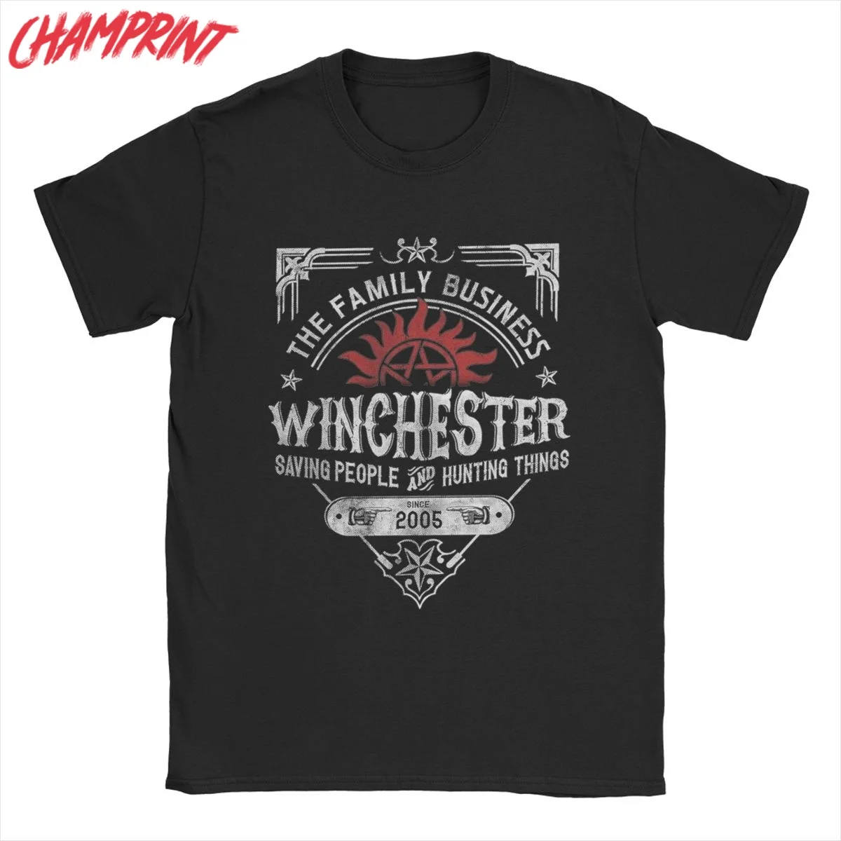 Men's T-Shirt WINCHESTER Supernatural Crazy Cotton Tees Short Sleeve T Shirt Round Neck Clothing 4XL 5XL 6XL