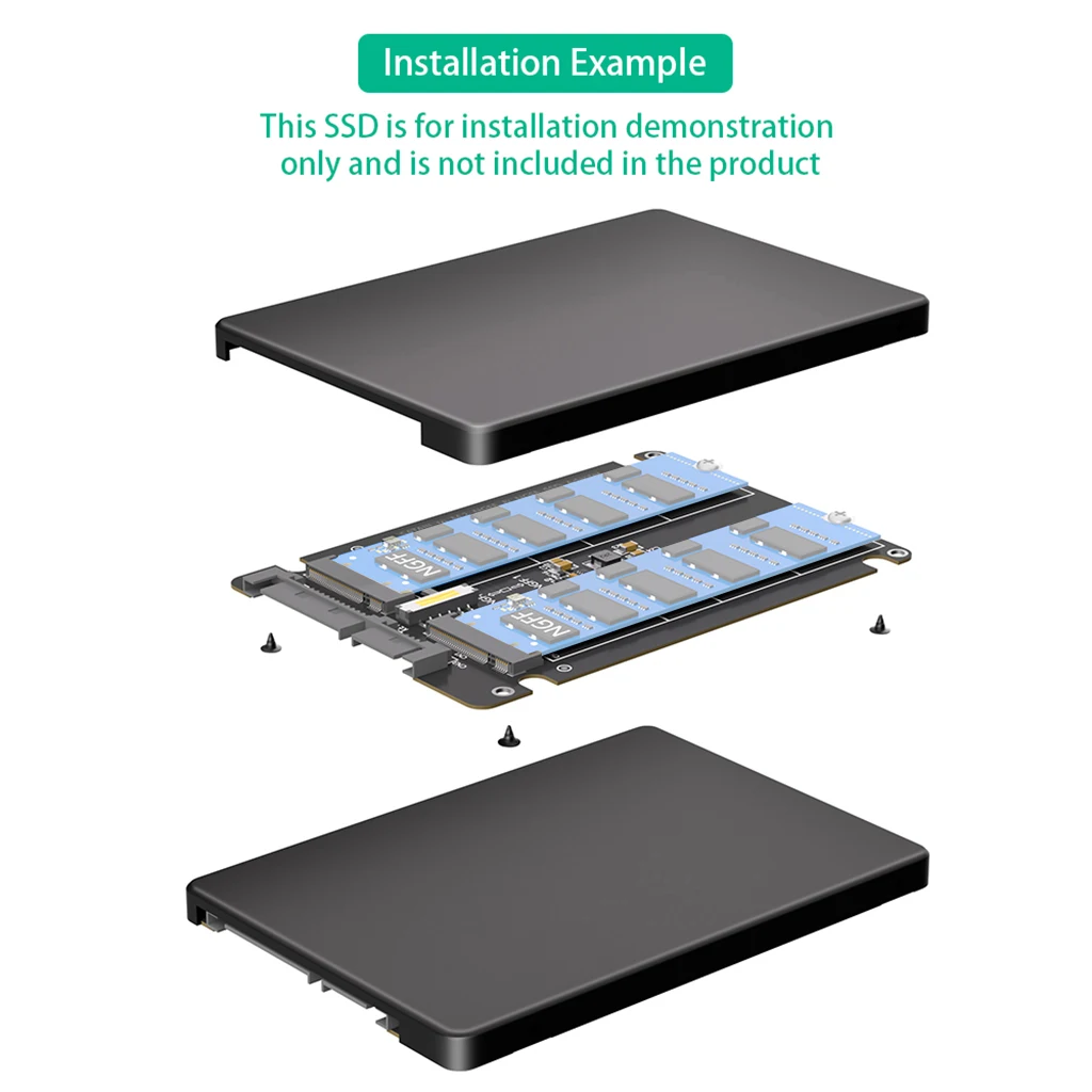 Für Dual NGFF M.2 B-Key SSD zu 2,5 Zoll SATA III mit Kunststoffgehäuse für NGFF M.2 B-KEY SATA-Bus 2230/2242/2260/22x80 SSD SATA3 – Detail 9
