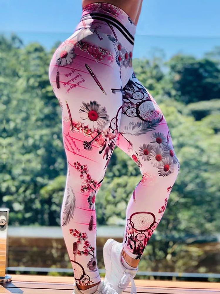 Calças de ioga elásticas para mulheres, roupas macias, calças justas de treino, leggings estampados, ginástica de cintura alta