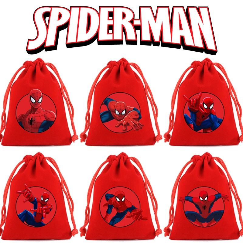 Marvel Spiderman Drawstring Bag Kids Cartoon Printed Storage Bags Boys Tote Bag Child Handbag Sports Travel Bags Birthday Gifts