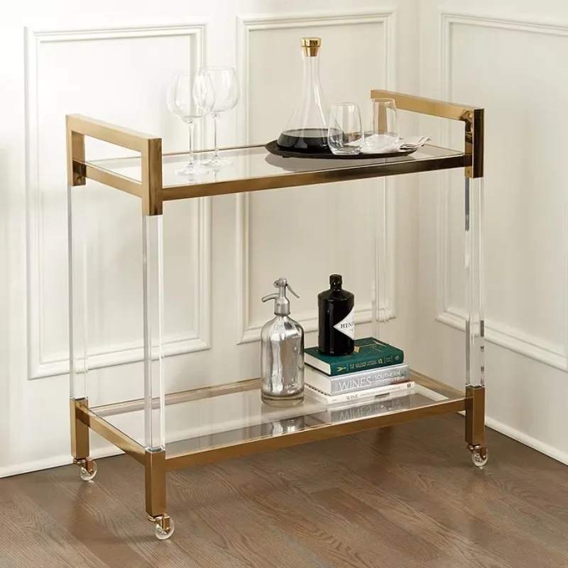 Modern Luxury Mini Coffee Bar Mobile Cart Original Factory Stainless Steel Acrylic Trolley for Home Hotel & Dining Use
