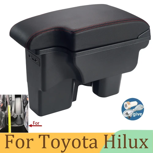 Reposabrazos para Toyota Hilux, piezas interiores de reequipamiento, caja de almacenamiento para reposabrazos de coche, soporte Cenicero, accesorios para coche, LED USB
