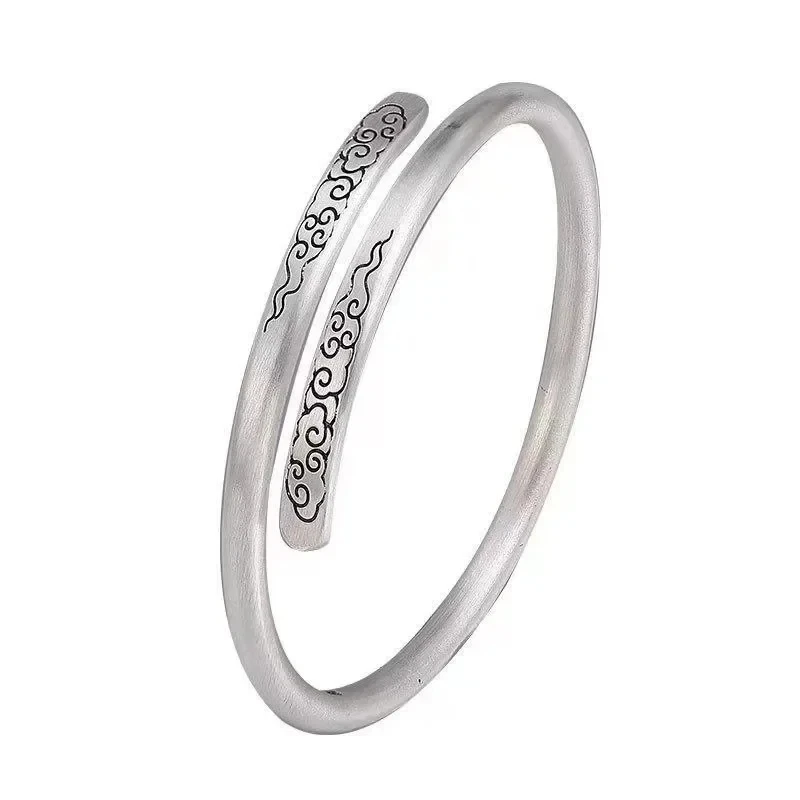 Thai Silver Auspicious Clouds Bracelet Women's Vintage Open Jewelry Simple Style Overlapping Fashion Bangle party gift girl
