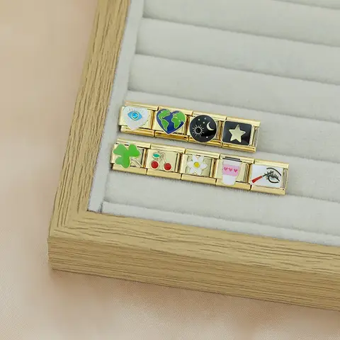 Hapiship Nytt Original Gyllene Blomma Hjärta Jord Körsbär Kaffe DIY Italienskt Charm Armband Rostfritt Stål Smyckestillverkning DJ1404-C 10 best sales berlock gör-det-själv - №10