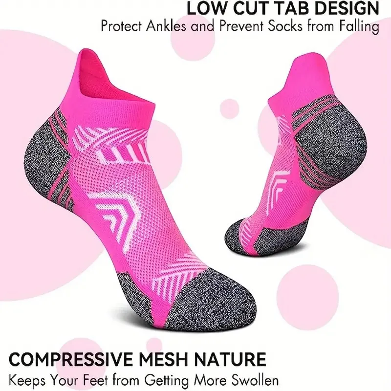 New 5 Pairs Performance Athletic Ankle Socks for Men and Women Ankle Support Low Cut Soft Tab Marathon Running Compression Socks