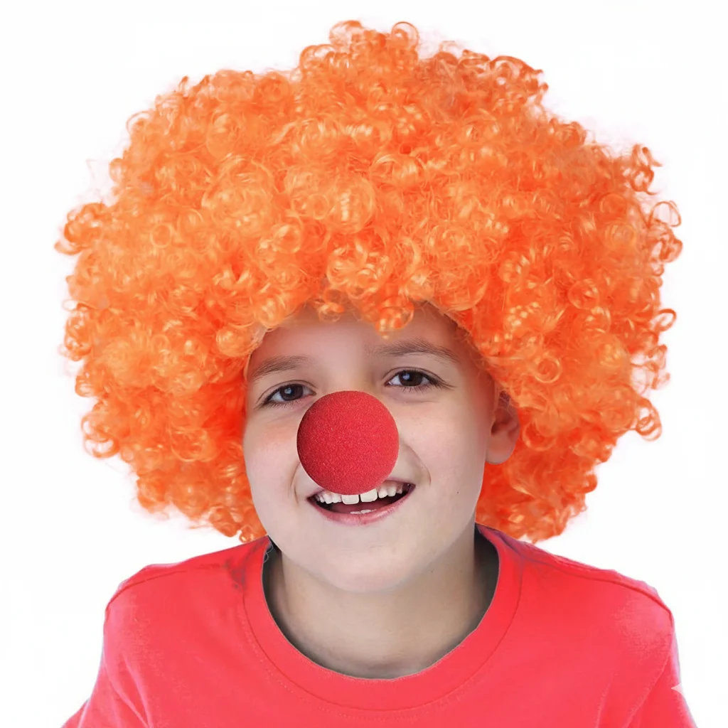 

Short Orange Afro Curly Synthetic Wig with Bangs for Costume Party Clown Style Halloween Cosplay Anime Fashion