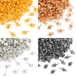 50Pcs/Lot Brass Metal Charms Screw Eye Bails Beads End Caps Clasps Pins Connectors For DIY Pendant Jewelry Making Accessories