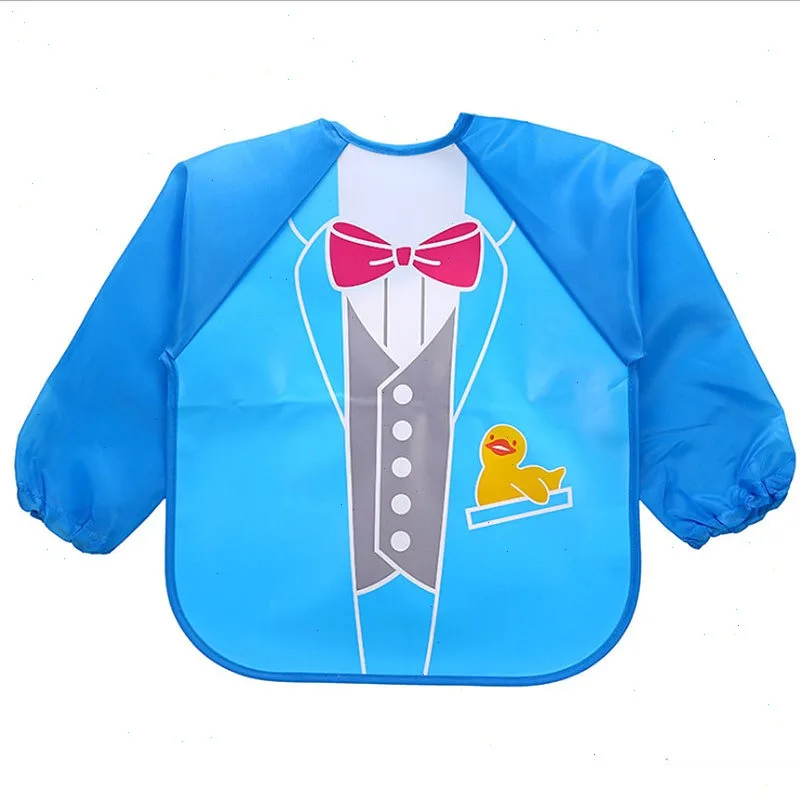 مريلة تناول الطعام للأطفال ملابس عكسية بأكمام طويلة مقاومة للماء مريلة أكل الطفل رسم ملابس مرايل للأطفال #4