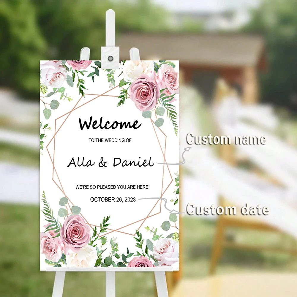 

1pc Unframed Wall Art Canvas Customized Wedding Poster Sign Wedding Ceremony Decoration Board For Lawn Indoor Outdoor Waterproof