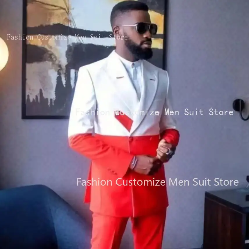 

Latest Design Elegant Men's Suits Double Breasted Peaked Lapel Slim Fit Blazer Customized Prom Party Skinny 2 Piece Jacket Pants