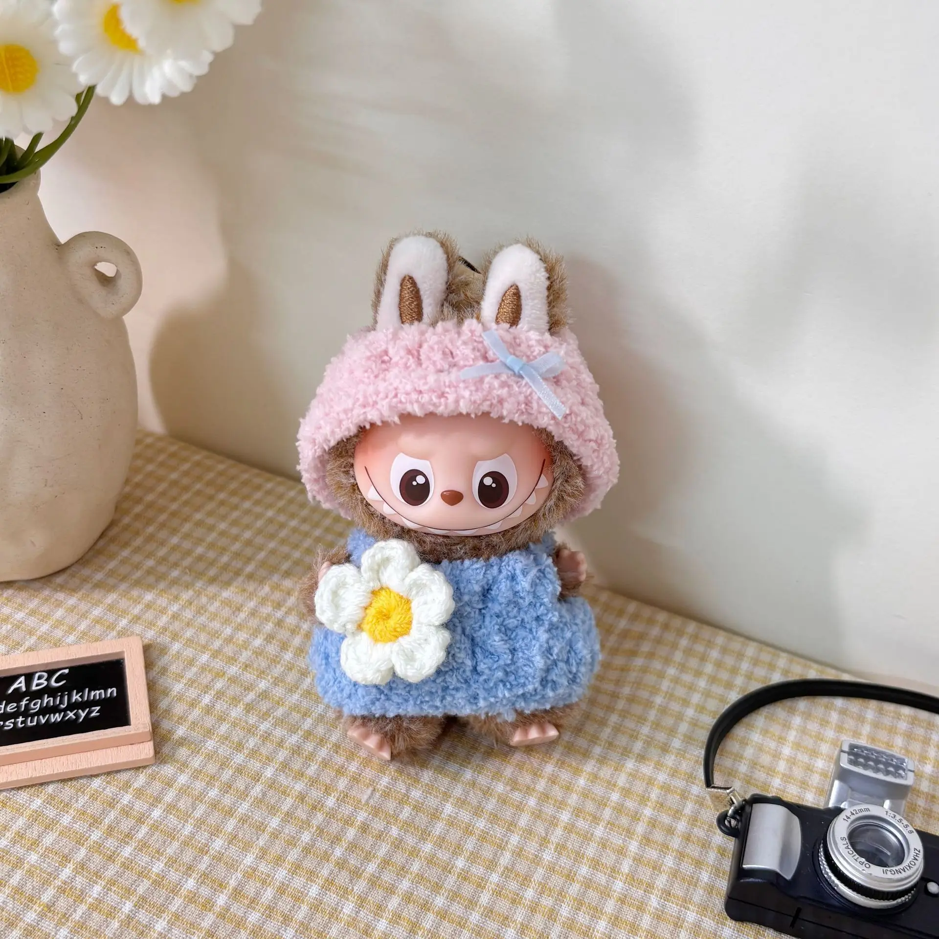 

For 10cm Labubu Doll Cute Animals Plush Headband Knitted Clothes Labubu Original Doll 4.0 Diy Plush Toys Clothing Accessories