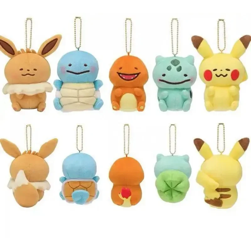 10cm Pokemon Plush Toy Anime Figure Pikachu Charizard Mewtwo Eevee Mew Lucario Gengar Stuffed Doll Pendant Toy Kids Xmas Gift