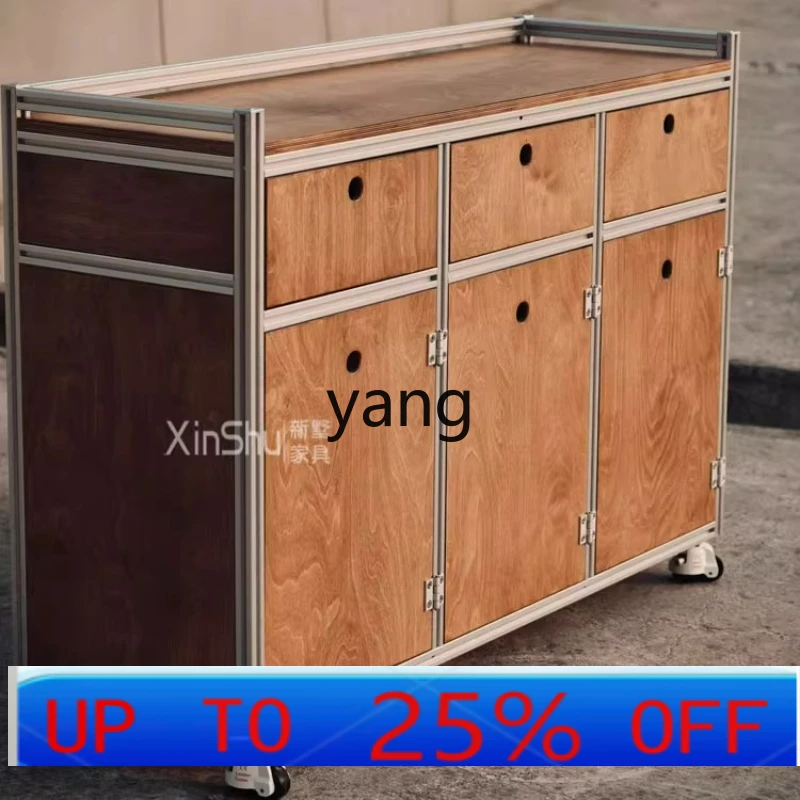 

LH antique aluminum profile dining side cabinet with wheel living room storage side cabinet storage display cabinet