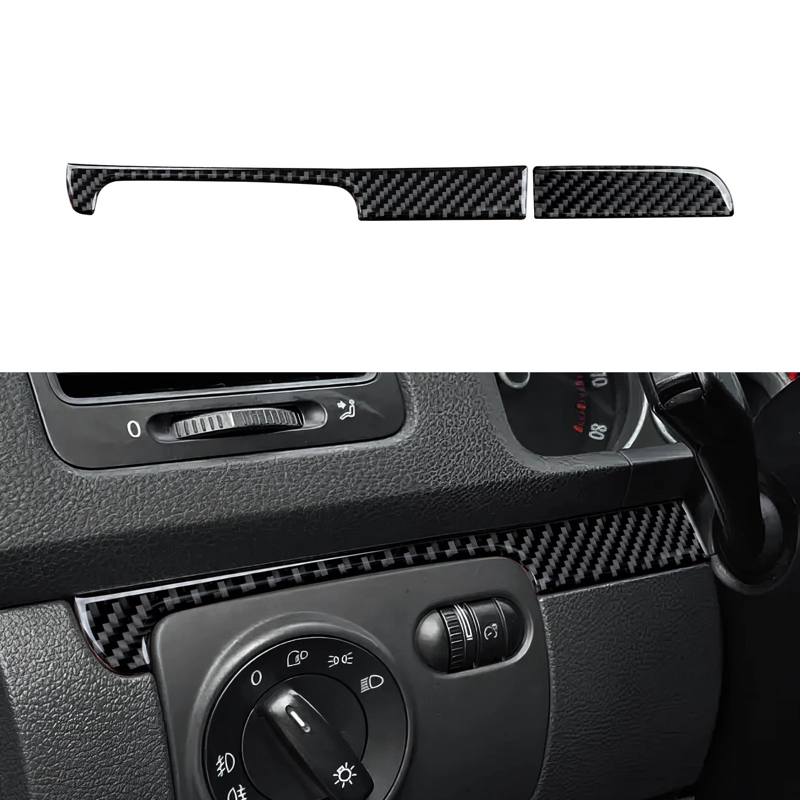 Car Dashboard Left Right Trim Strip. Carbon Fiber Sticker For VW Jetta V Golf V MK5 Plus R32 GTI Variant Scirocco EOS Interior.