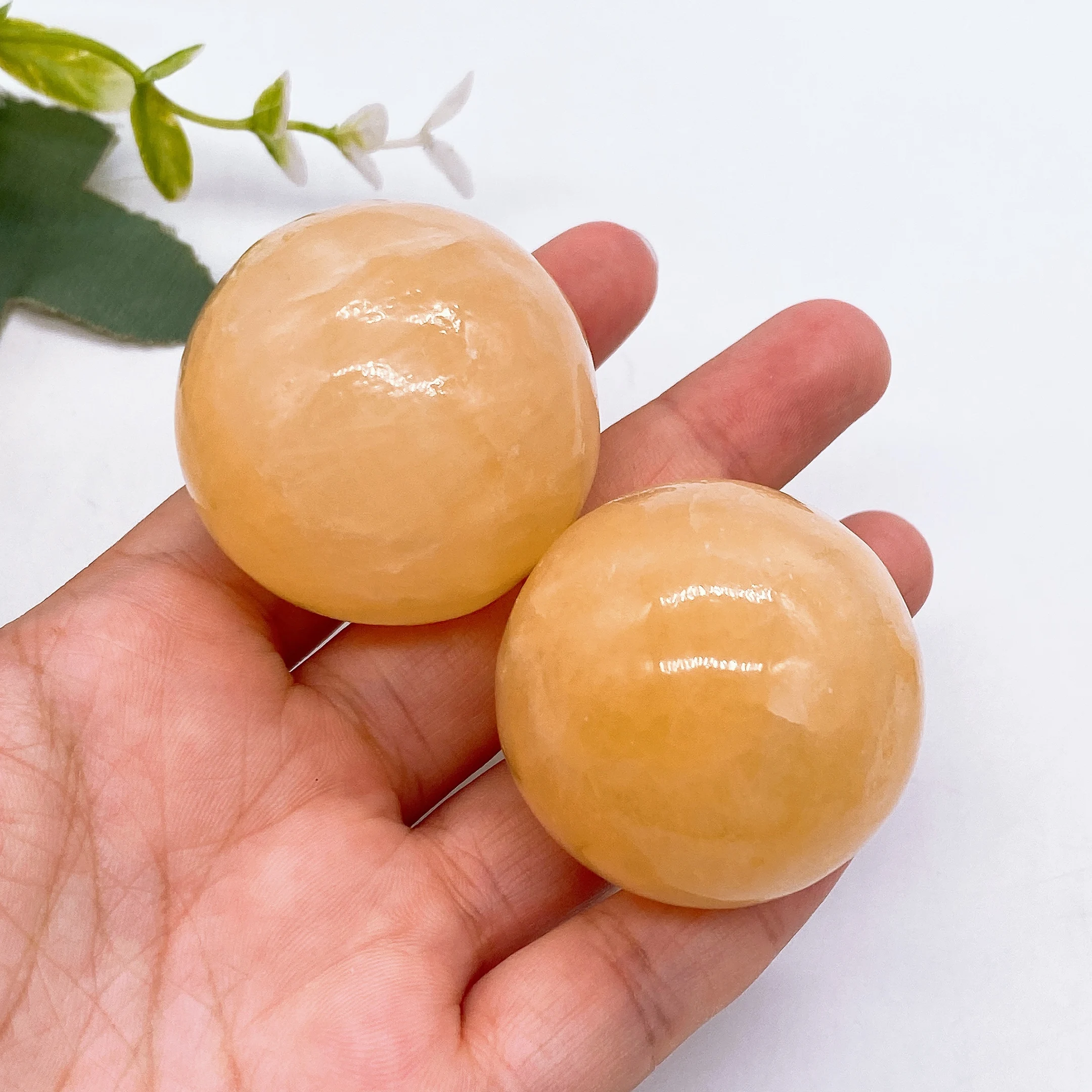 40mm Natural Yellow Calcite Sphere Crystal Stone Quartz Ball Gemstone Reiki Healing Home Decoration Gift