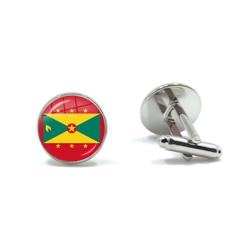 The Commonwealth of Dominica,Saint Lucia,Saint Vincent and the Grenadines,Barbados,Grenada,Ecuador National Flag Glass Cufflinks