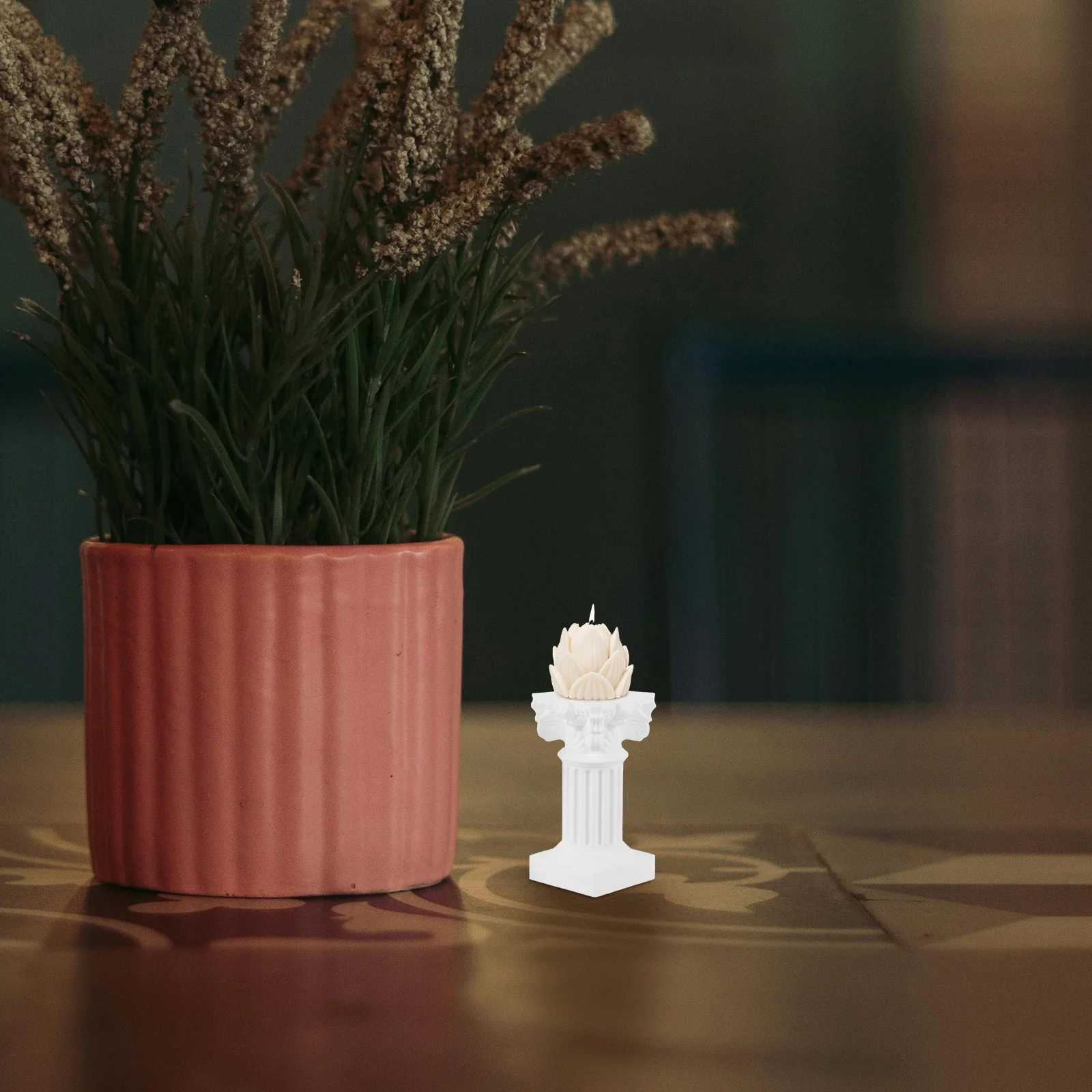 2pcs Minimalist Column Holder Roman Pillar Candlestick Desktop Statue Table Decor Abs Material Reusable Stable Tiny Stand