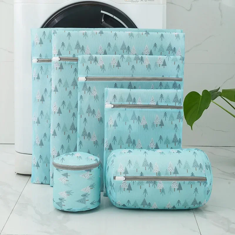 Colorful Polyester Printing Laundry Bags Underwear Bra Washing Machine Bag Mesh Travel Organizer Wash Bag Folding Laundry Basket