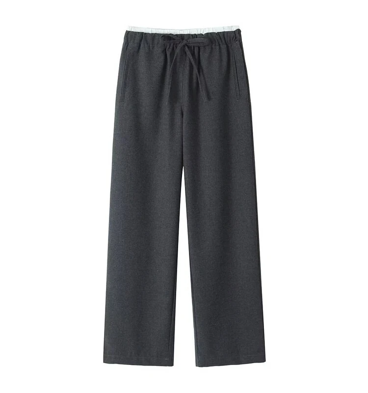 

High Waist Wide Leg Pants Double Layered High Waist Design Winter New Women's Faion Long Trousers Casual Pants 7484052 803