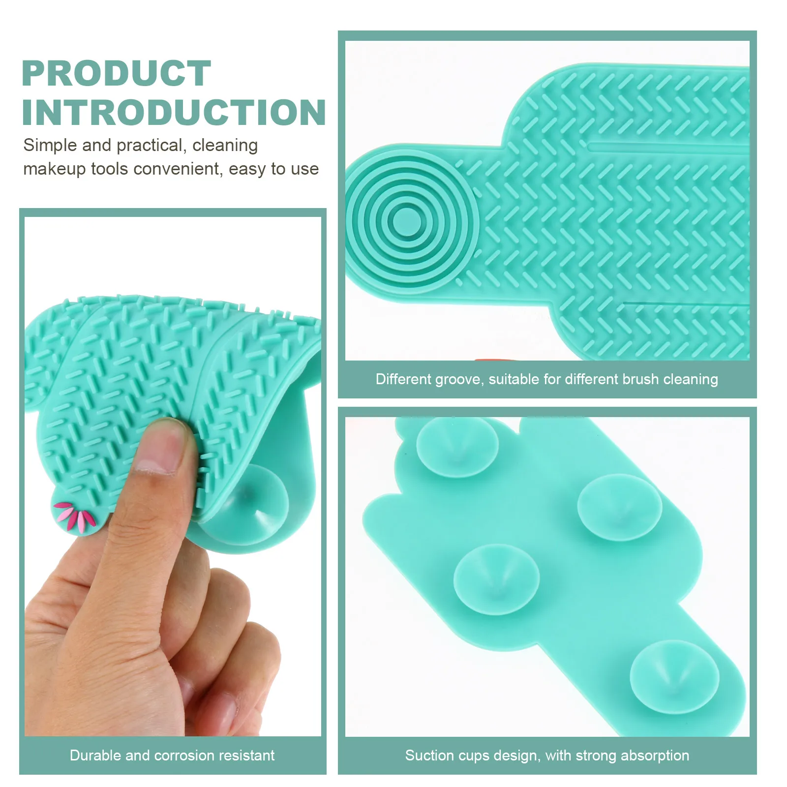 

2pcs Cactus Brush Cleaning Mat Silicone Makeup Makeup Brush Cleaning Tool Tool Scrubber Durable Practical Home Beauty Salon