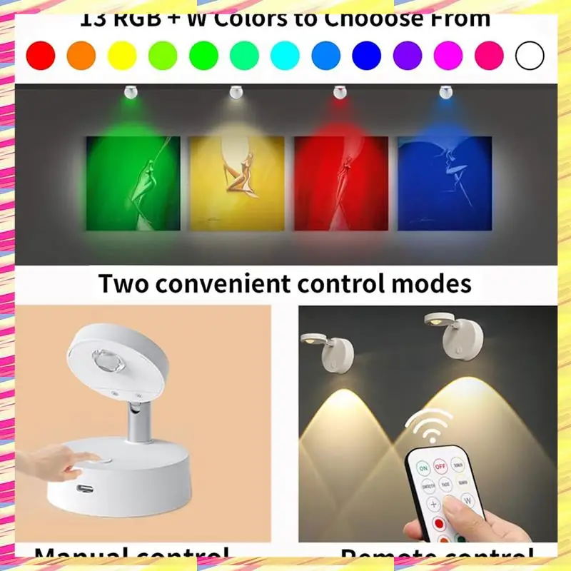 

Wireless LED Spotlight Remote Control Closet Spotlights RGB Spotlights For Bedroom Wine Cabinet Lights Decorative