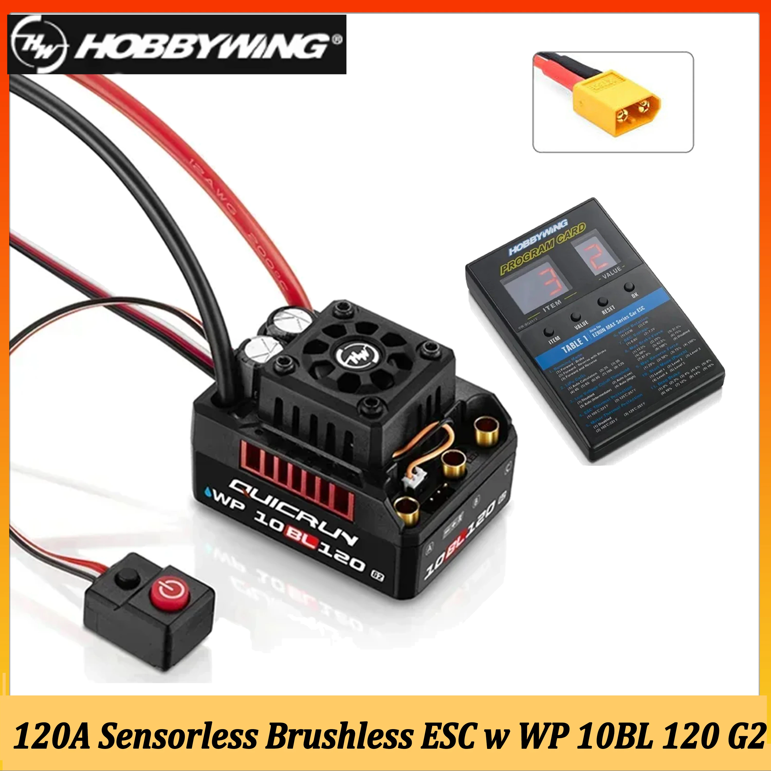 

HOBBYWING QUICRUN-WP 10BL 120 G2 120A Speed Controller Waterproof Brushless ESC for 1/10 RC Car Truck Monster 3652 3660 Motor