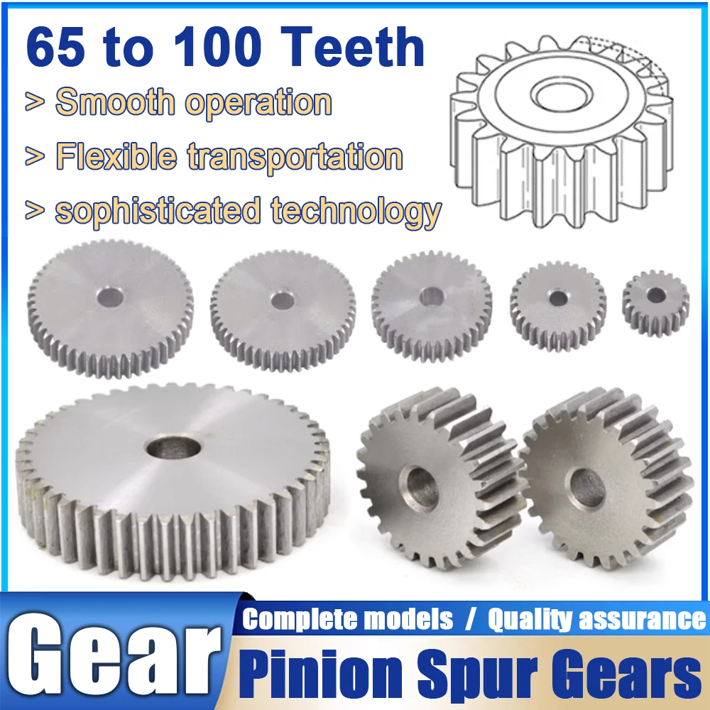 1pcs 1 Modulus 65 68 69 70 71 72 73 74 75 76 77 78 80 85 90 100 Teeth Pinion Spur Gear 1 Mod Cylindrical Flat Gear 45# Steel