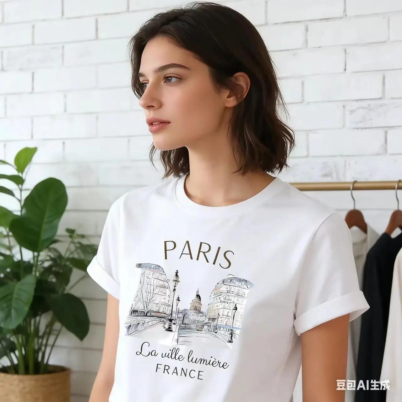 France Paris Urban Architecture Printed White 90s T Shirt Women's Clothing O-Neck Short Sleeved Casual Girls Graphic Tee Summer