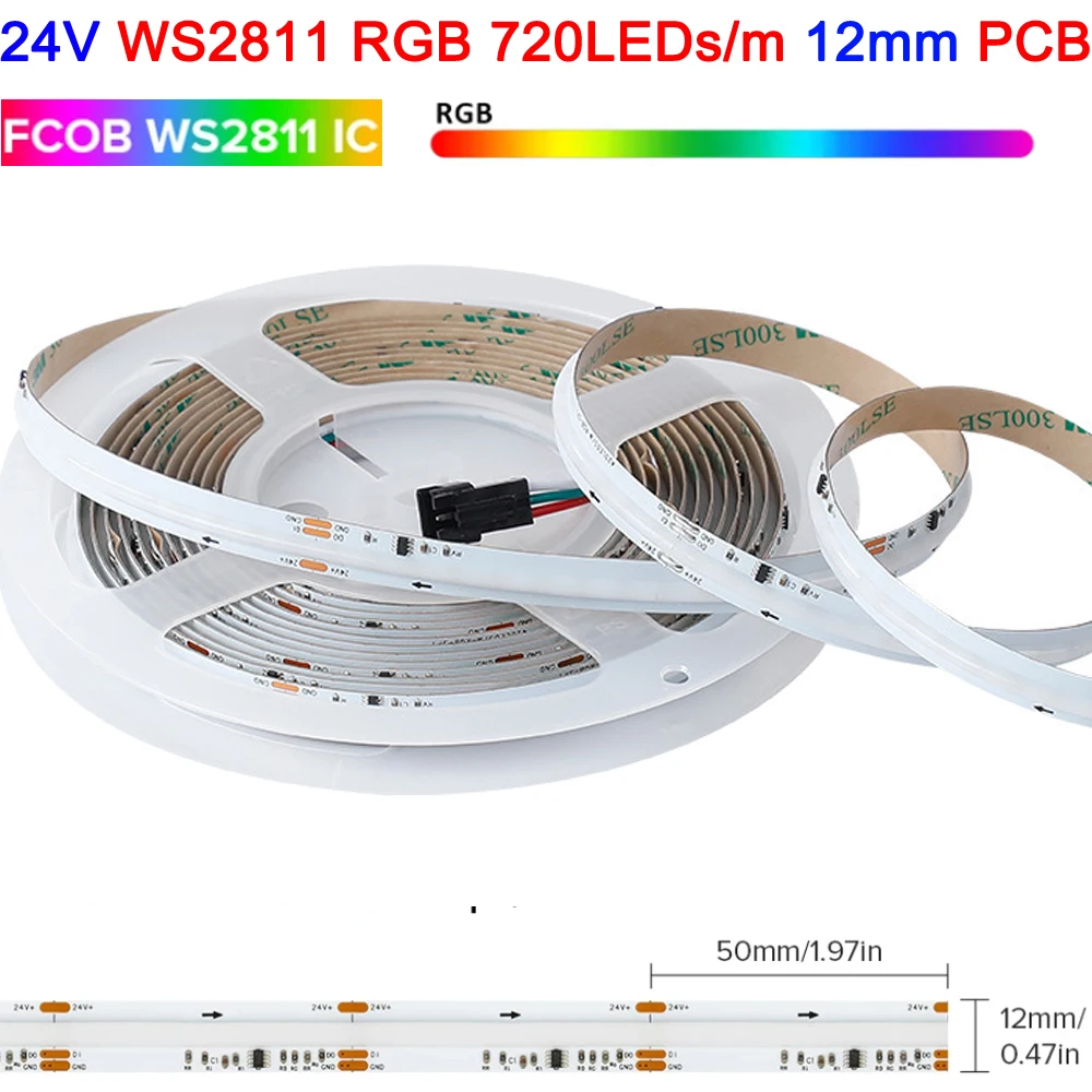 5 m SPI RGB RGBW RGBCCT COB LED-striplicht DC12V 24V 840 784 720 576 LEDs / M Flex FCOB LED-tape Licht dimbaar lineair linttape