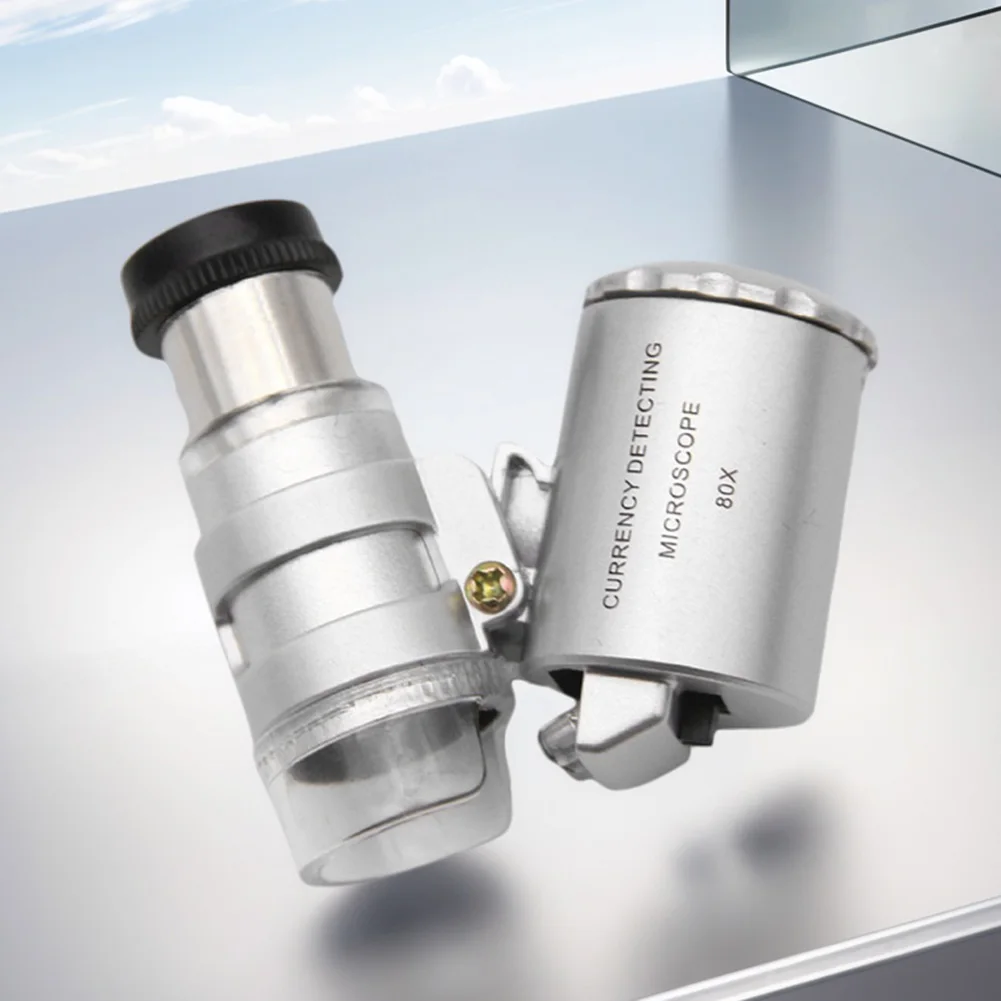 Jewelry Appreciation Microscope with LED Adjustable Jeweler Loupe Illuminated Handheld Magnifying Glass for Currency Detection