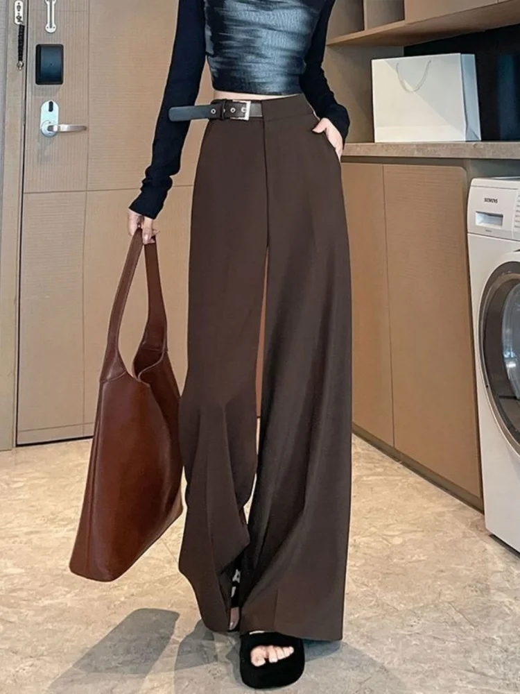 Faionable Einfache Breite Bein Anzug Hosen frauen Casual Lose Hohe Taille Abnehmen Drapieren Frühling Herbst Neue Sle Bodenlangen