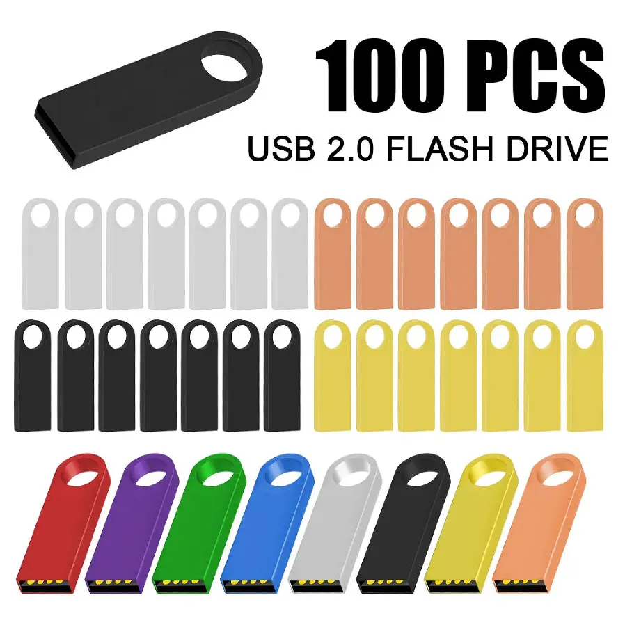 

100 шт./лот, металлический флэш-накопитель с бесплатным логотипом, 16 ГБ, 32 ГБ, 64 ГБ, 128 ГБ, USB 2,0, черный, серебристый, USB-накопитель, флэш-накопитель, флэш-диск