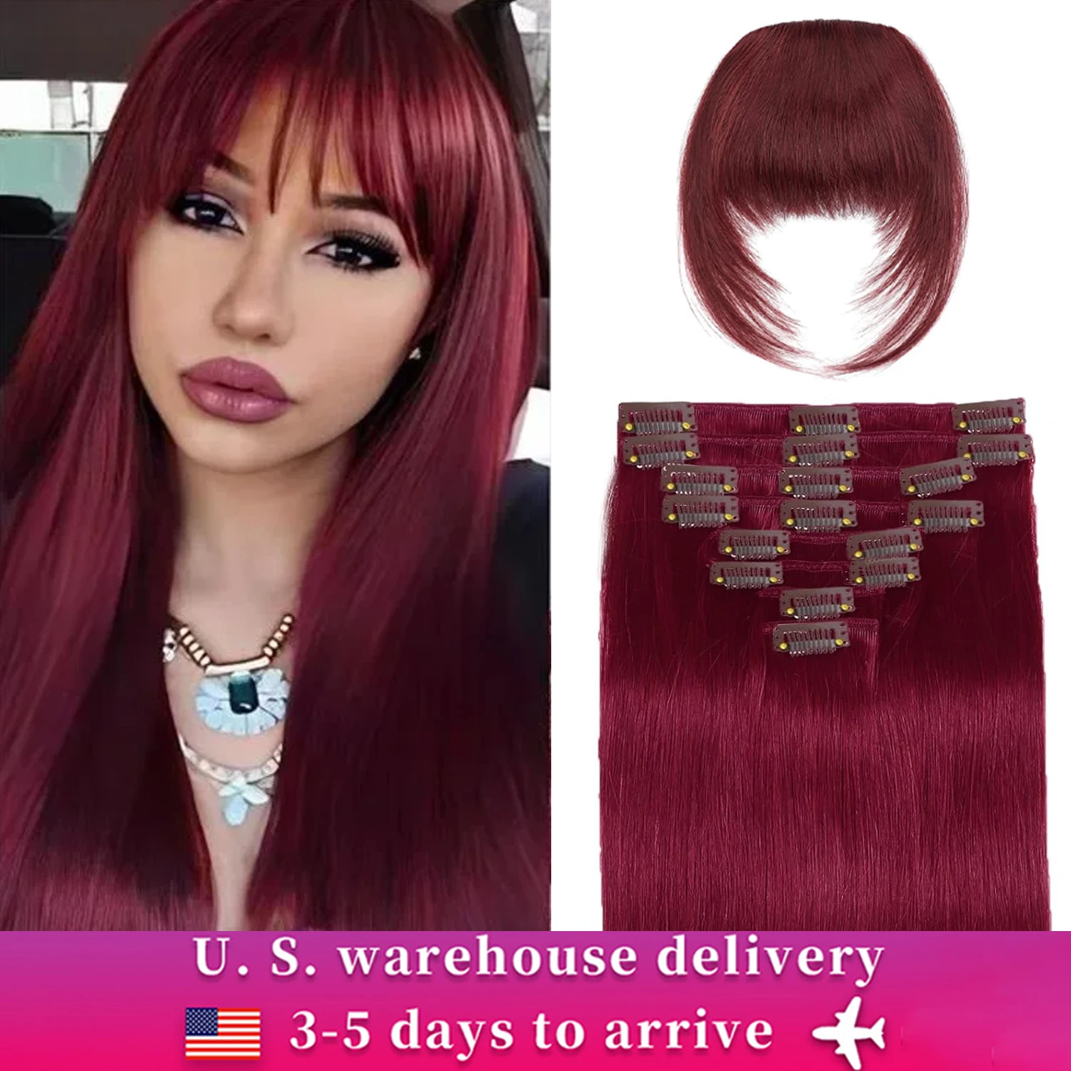 99J Straight Clip in Hair Extensions Real Human Hair 140g/10Pcs 100% Brazilian Remy Soft Human Hair 12A Clip in Hair Extension