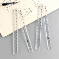 30cm Acrylic Transparent Folding Ruler Students Stationery Drawing Measuring Tools Straight Rulers With Small Protractor 5