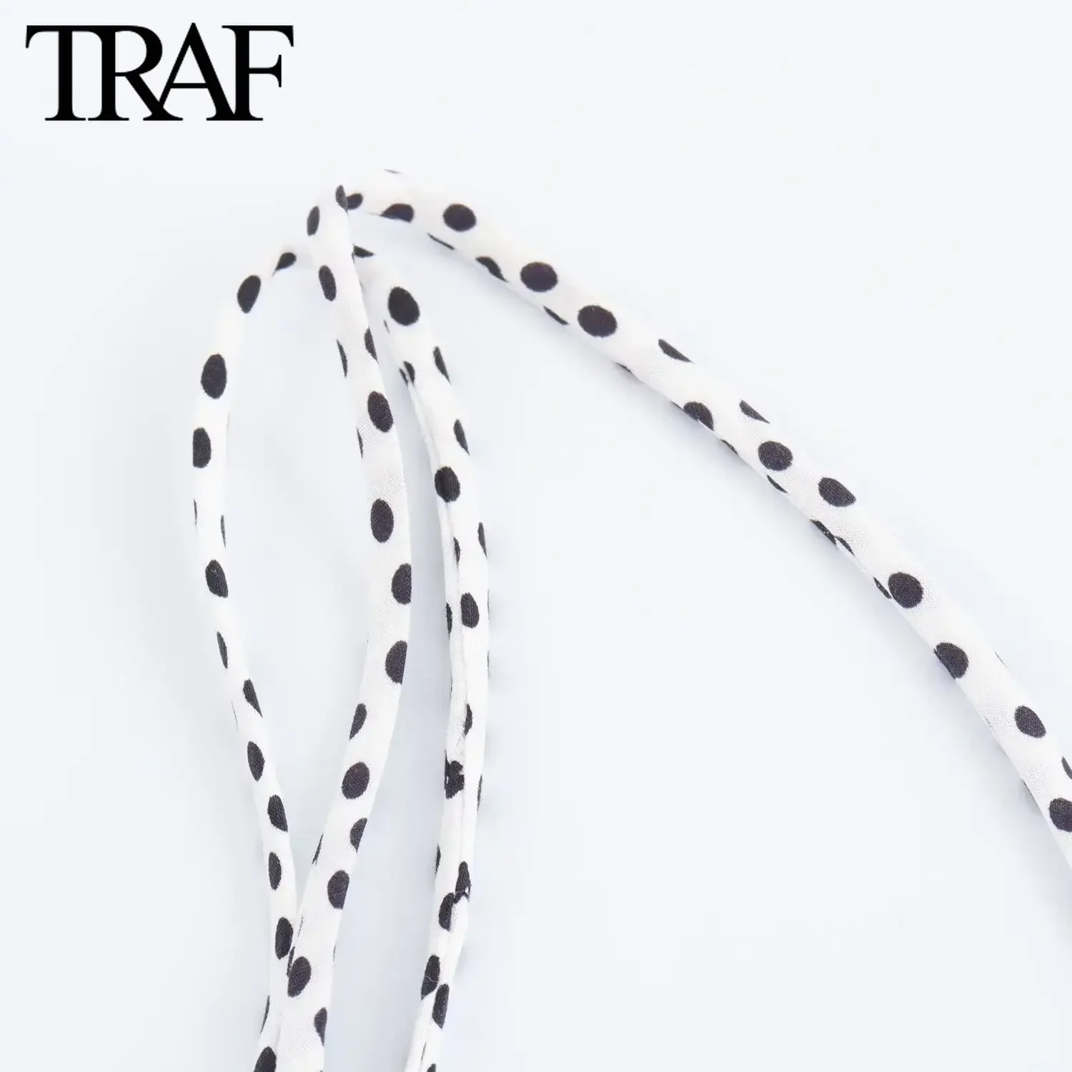 TRAF Women Fashion Summer New Dot Printed Sleeveless Backless Sling A-line Long Dress Chic Female French Elegance Evening