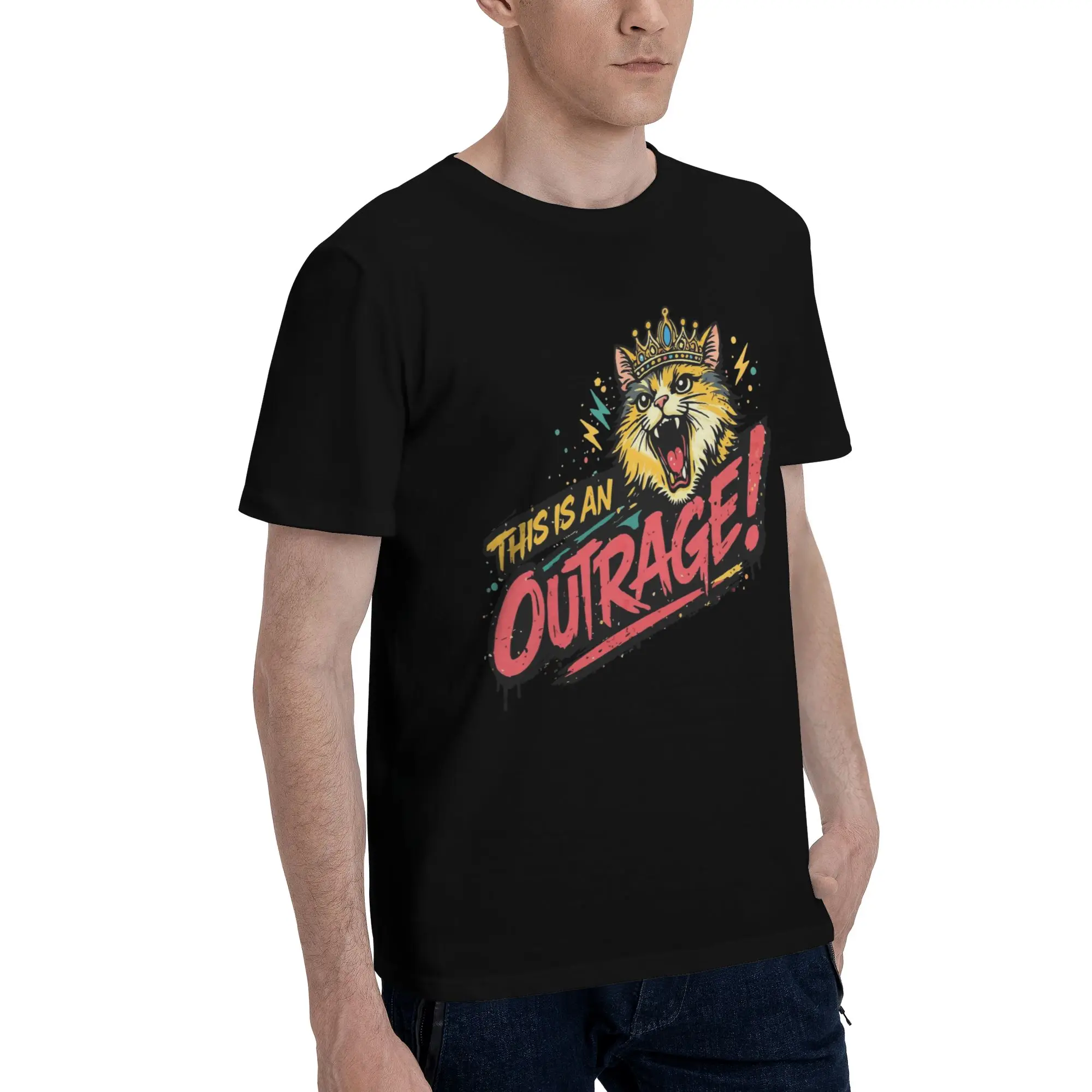 This Is An Outrage Princess Donut Cat  Print T Shirt for Men Women  Pure Cotton  Tee Shirt Clothing