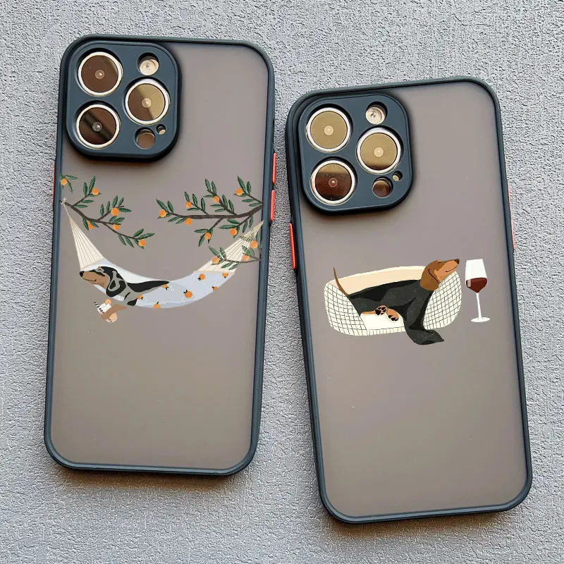 Funda de Teléfono con Diseño de Perro Dachshund para iPhone 11 12 13 Mini Pro Max 14 15 Pro Max Plus 16 17 Pro Max, Fundas con Dibujos Animados de Perros