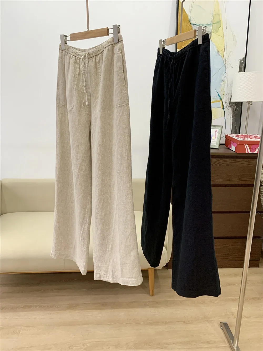

Female Casual Pants 25 Spring and Summer Elastic Waist Drawstring Wide Leg Trousers