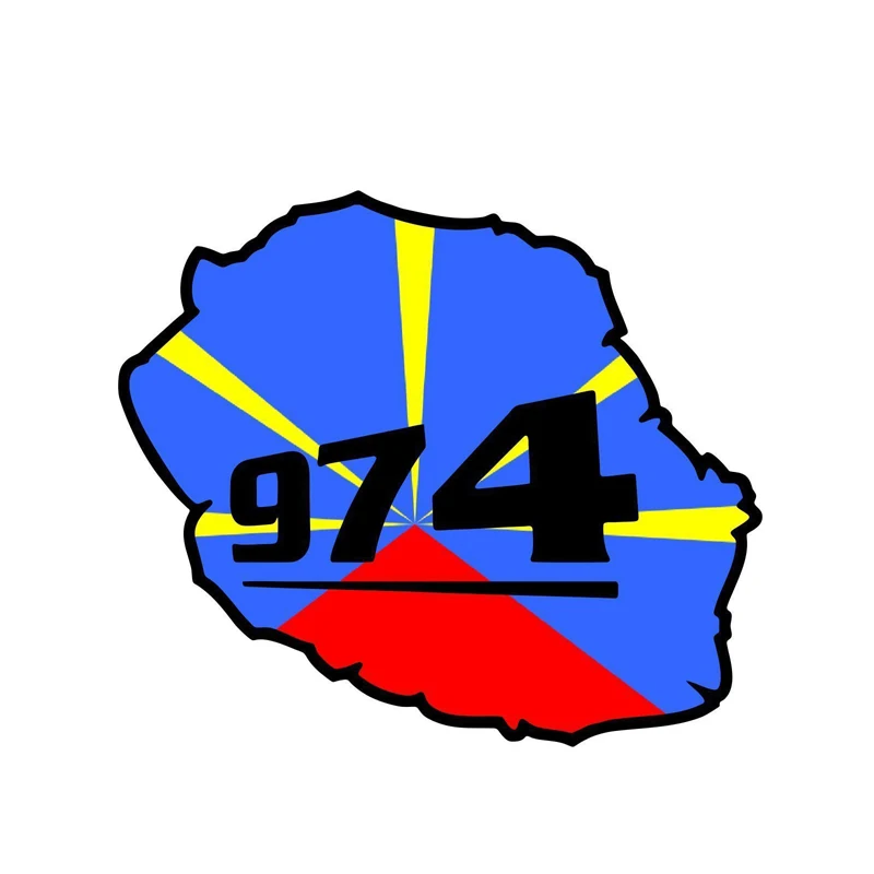 V22 # naklejki samochodowe wyspa Reunion 974 flaga mapa wodoodporna winylowa tablica naścienna akcesoria samochodowe Pegatinas Para Coche samochód DIY stylizacja