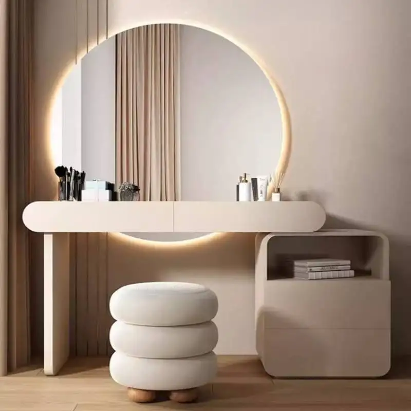 

Simple Natural Vanity Table Dest European White Long Modern Makeup Vanity Desk Light Mirror Escrivaninha Penteadeira Furnitures