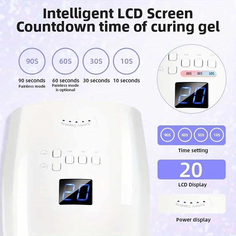 حار الأشعة فوق البنفسجية LED مسمار مصباح 66 واط مصباح للتقليم مع شاشة LCD 4 إعدادات الموقت مسمار الفن مانيكير أدوات قابلة للشحن للمنزل #2