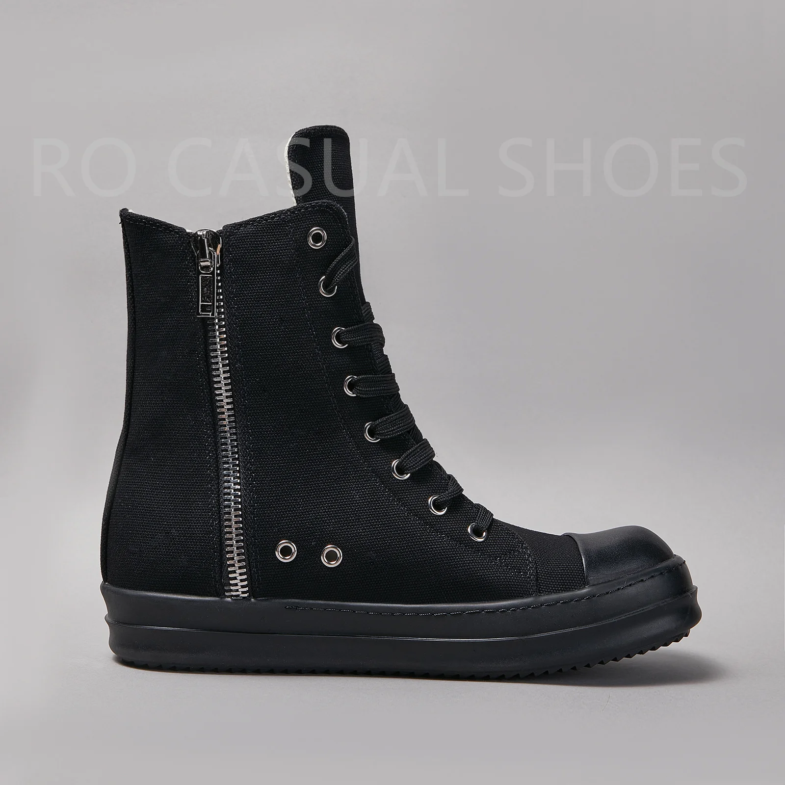 Ricks Outdoor Luxury Full Black Canvas High Top Quality Owens Men Shoe Lace Up Women Sneaker Casual Owens Design boots & Shoes