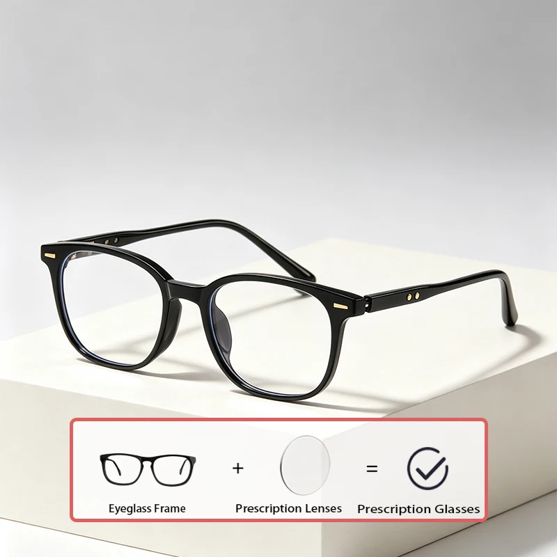 Anti-blue Light Myopia Glasses For Men Women Rectangle TR-90 Frames Custom Prescription Eyewear Progressive Eyeglasses Accessory