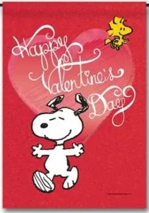 Peanuts Snoopy Happy Valentine's Day Garden Flag, 12.5 x 18 inches, Officially Licensed Peanuts Product