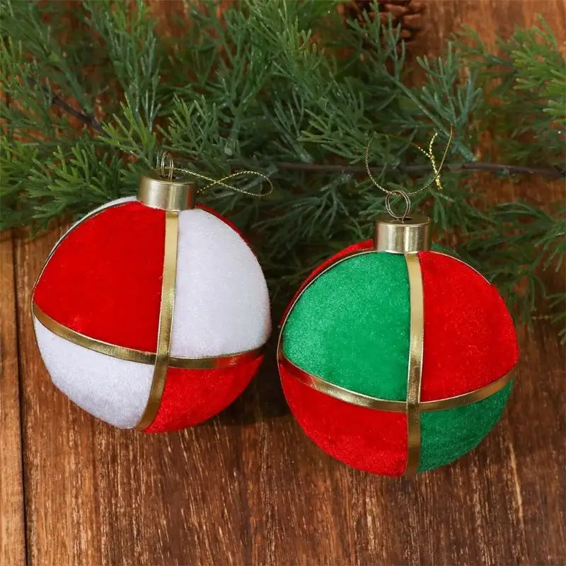 E8BD Christmas Tree Ball Ornament with Upper Loop, Display Cord and Lustrous Detail for Entryways and Office Receptions