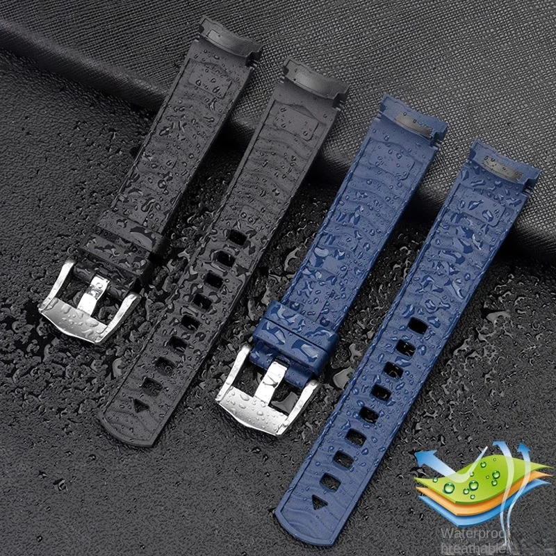 Curved End Rubber silicone watchband For Omega New Seamaster 300 universe 007 Watch strap 20mm 22mm Men Replaceme bracelet blue