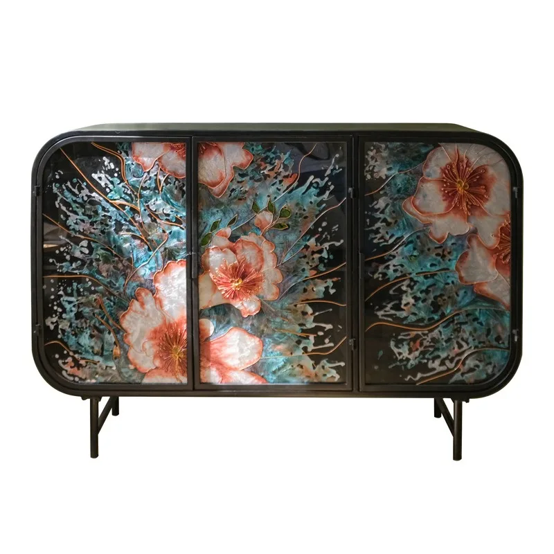 Storage iron cabinet, dining side cabinet,  storage cabinet, integrated guest living room shelf storage small vertical