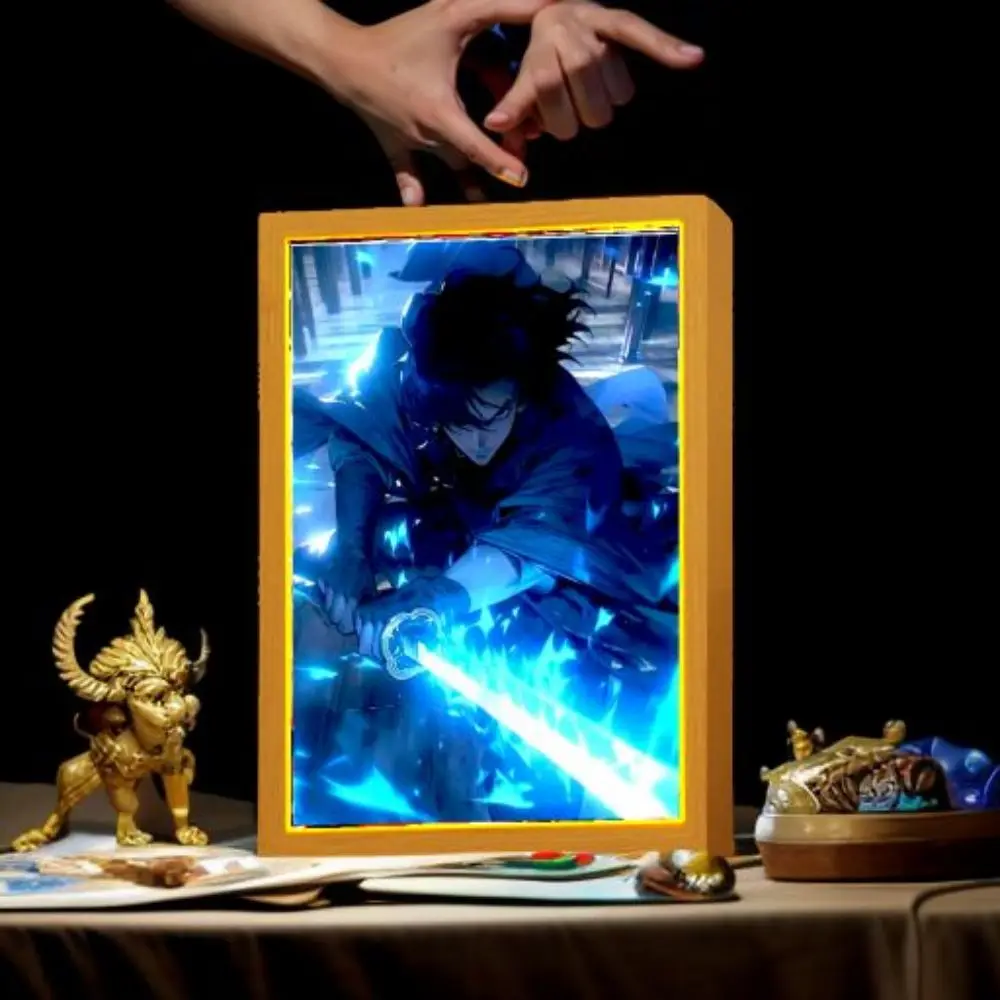 Anime Figure League of Legends Figures Light Painting Photo Frame Night Light Action Figures Gaming Room Decor Christmas Gifts